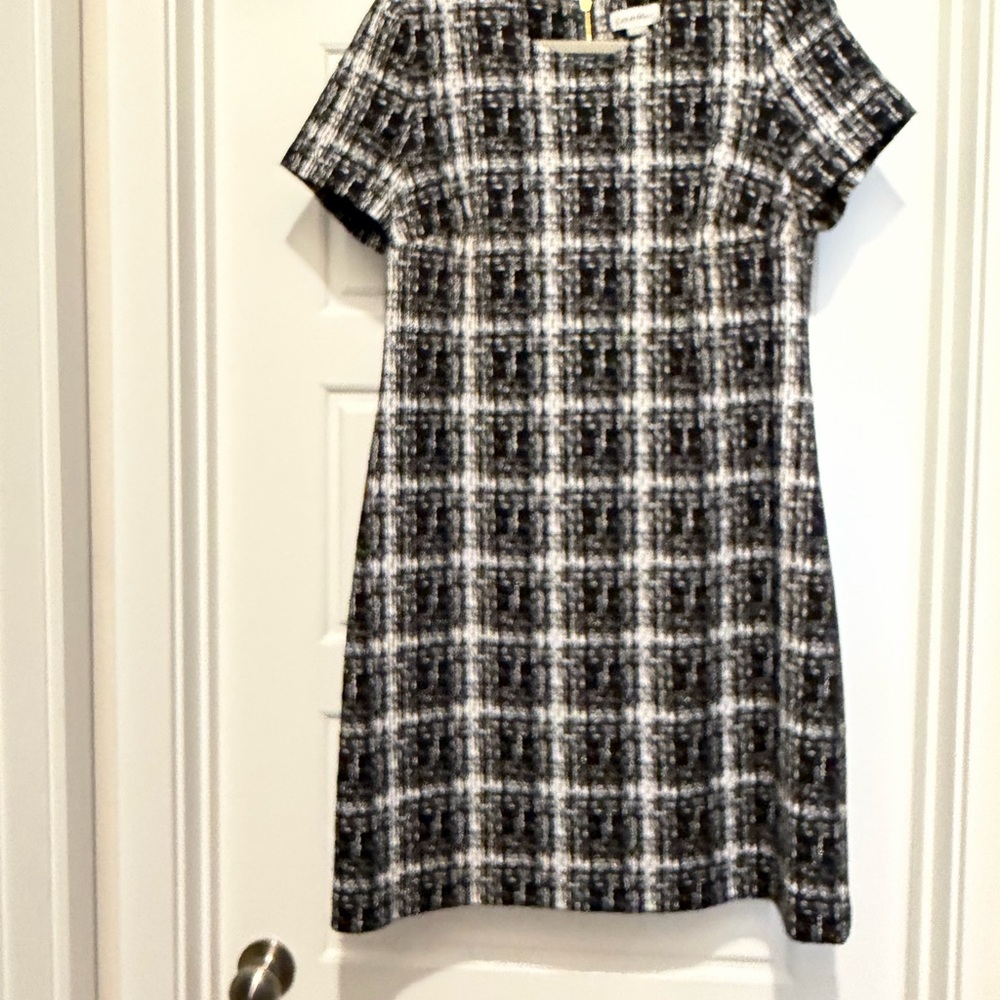 Calvin Klein Black and White Checkered Mini Dress